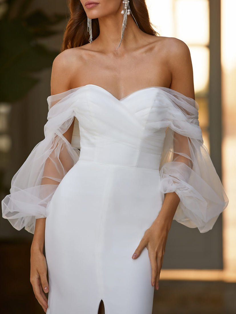 Women's Dresses One-Shoulder Mesh Slit Dress - Maxi Dresses - Instastyled | Online Fashion Free Shipping Clothing, Dresses, Tops, Shoes - 17/08/2022 - 40-50 - color-white