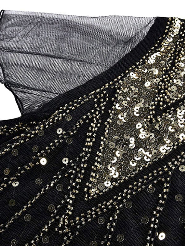 Women's Dresses Sequined Mesh Slim Fit Party Dress - Maxi Dresses - Instastyled | Online Fashion Free Shipping Clothing, Dresses, Tops, Shoes - 16/08/2022 - color-apricot_gold - color-black_gold