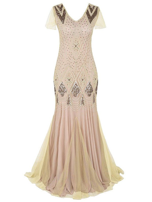 Women's Dresses Sequined Mesh Slim Fit Party Dress - Maxi Dresses - Instastyled | Online Fashion Free Shipping Clothing, Dresses, Tops, Shoes - 16/08/2022 - color-apricot_gold - color-black_gold